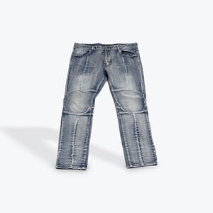 Decibel Men's Blue Wash Moto‎ Style Jeans Size 42x32